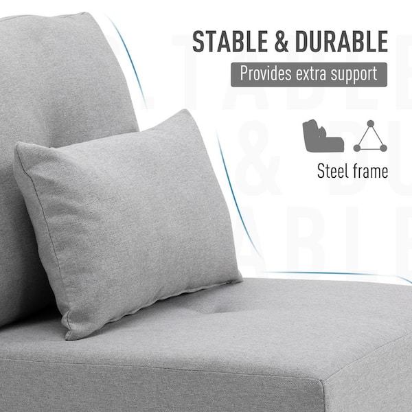 HOMCOM 40.25 Beige Suede Double Floor Sofa Bed with 7 Position Adjustable  Backrest 833-933V80BG - The Home Depot
