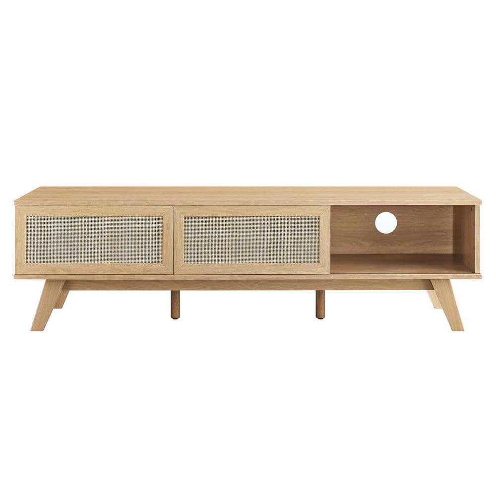 Soma 60" Oak TV Stand with Rattan Sliding Doors
