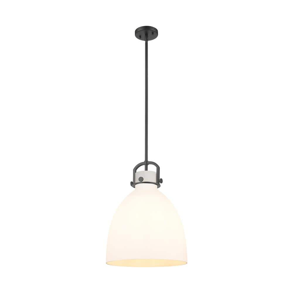 Innovations Newton Bell 100 Watt 1 Light Matte Black Shaded Pendant Light With Frosted Glass