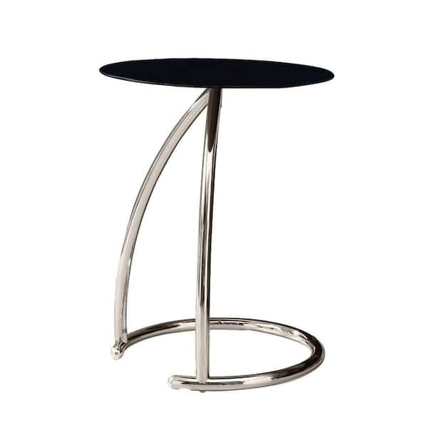 Monarch Specialties Black and Chrome Glass Top End Table