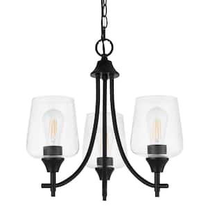 Pavlen 18 in. 3-Light Black Chandelier with Clear Glass Shades