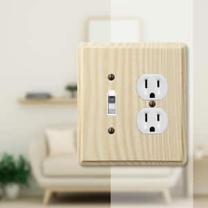 Contemporary 2 Gang 1-Toggle and 1-Duplex Wood Wall Plate - Unfinished Ash