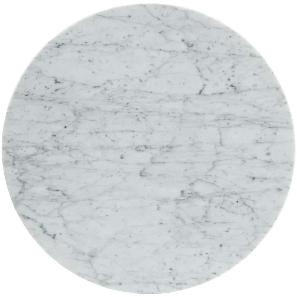 Modern 20" Round White Marble Side Table with Aluminum Base