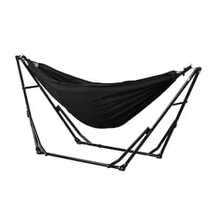 8 ft. Portable Fabric Hammock with Stand in Black