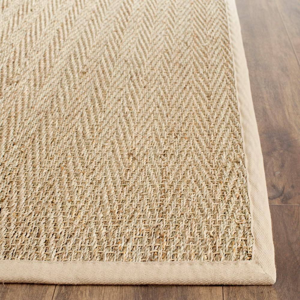 Gray Handwoven Natural Fiber Area Rug with Cotton Border