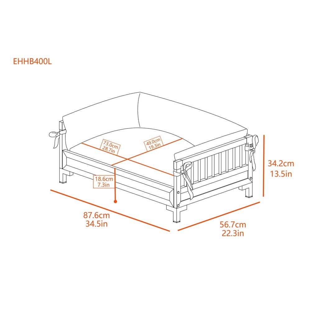 Large Gray Elevated Orthopedic Dog Bed with Foam Fill