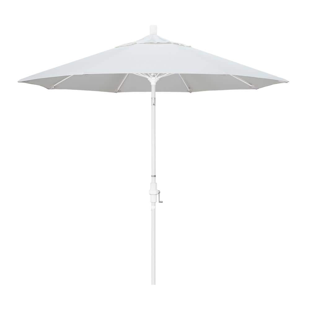 9 ft. Matted White Aluminum Market Patio Umbrella with Fiberglass Ribs Collar Tilt Crank Lift in Natural Sunbrella price history on PriceWatchPro