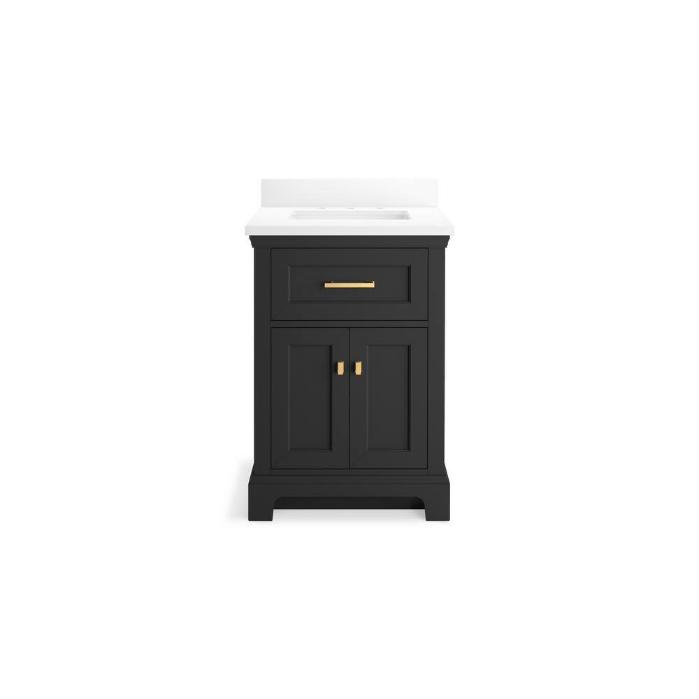 Charlemont 24" Dark Warm Gray Bathroom Vanity with White Quartz Top