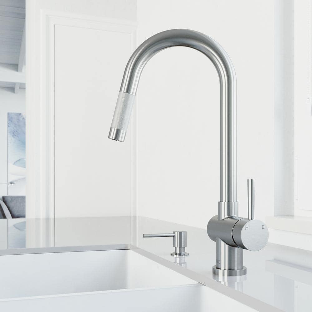 VIGO Gramercy Single Handle Pull-Down Spout Kitchen Faucet Set with ...