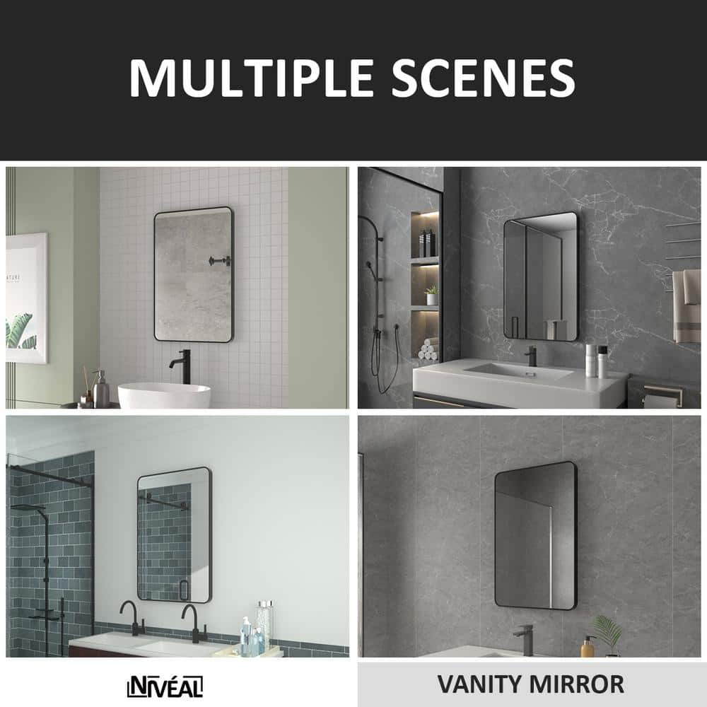Niveal 24'' x 36'' Silver and Gold Rectangular Bathroom Mirror