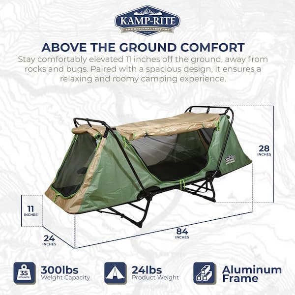 Kamp Rite Original Quick Setup 1 Person Cot Lounge Chair and Tent in Green KAMPTC244 The Home Depot