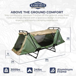 Original Quick-Setup 1-Person Cot, Lounge Chair, and Tent in Green