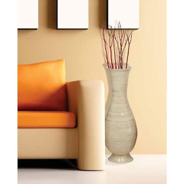 Uniquewise Tall Modern Decorative Floor Vase: Handmade, Natural Bamboo  Finish, Contemporary Home Décor, Handcrafted Bamboo, Medium QI003592.M -  The Home Depot