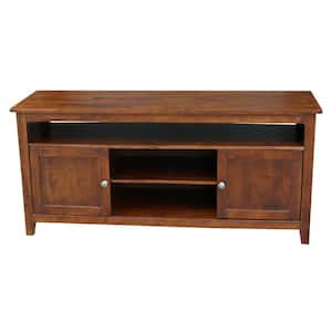57 in. Espresso Wood TV Stand Fits TVs Up to 60 in. with Storage Doors