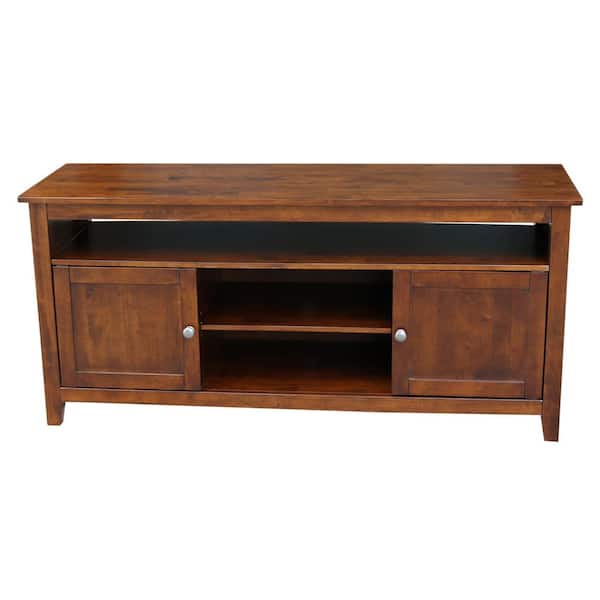 International Concepts 57 in. Espresso Wood TV Stand Fits TVs Up to 60 in. with Storage Doors