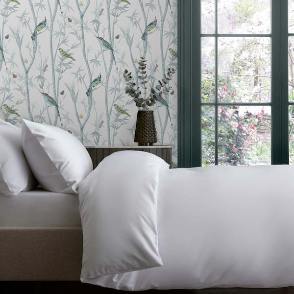 Chinoiserie Bird Trail Duck Egg Wallpaper