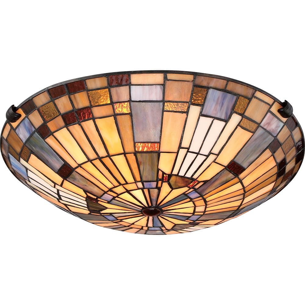 Valiant Bronze 17" Tiffany Style Flush Mount Ceiling Light