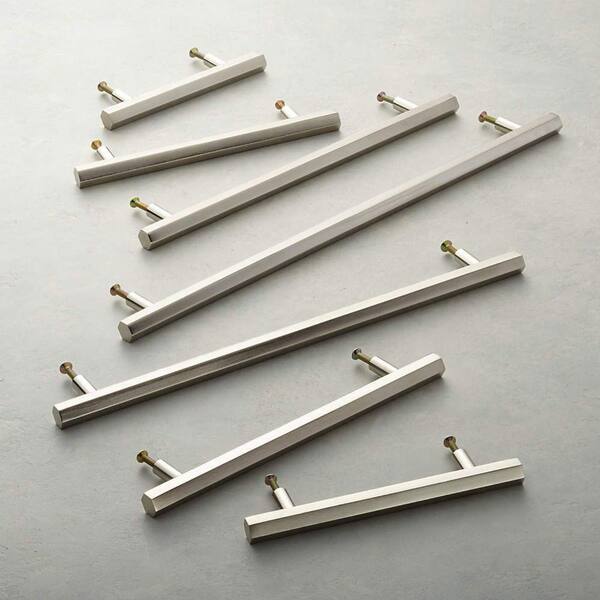 Solid Brass Hexagonal Kitchen Pull Handles & Knobs - Satin Brass