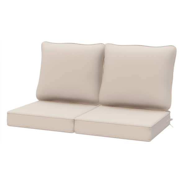 UPHA 22 in. x 24 in. Outdoor Deep Seating Lounge Chair Cushion, Thicken Pad Chair Cushion Set in Beige (2-Pack)