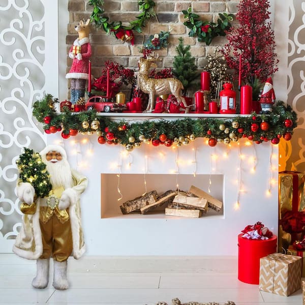 3 ft. Music and Motion Santa with Prelit Christmas Tree, Standing Decor, Christmas Animatronic