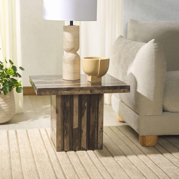 Olivia 21 in. Sqaure Marble End Table