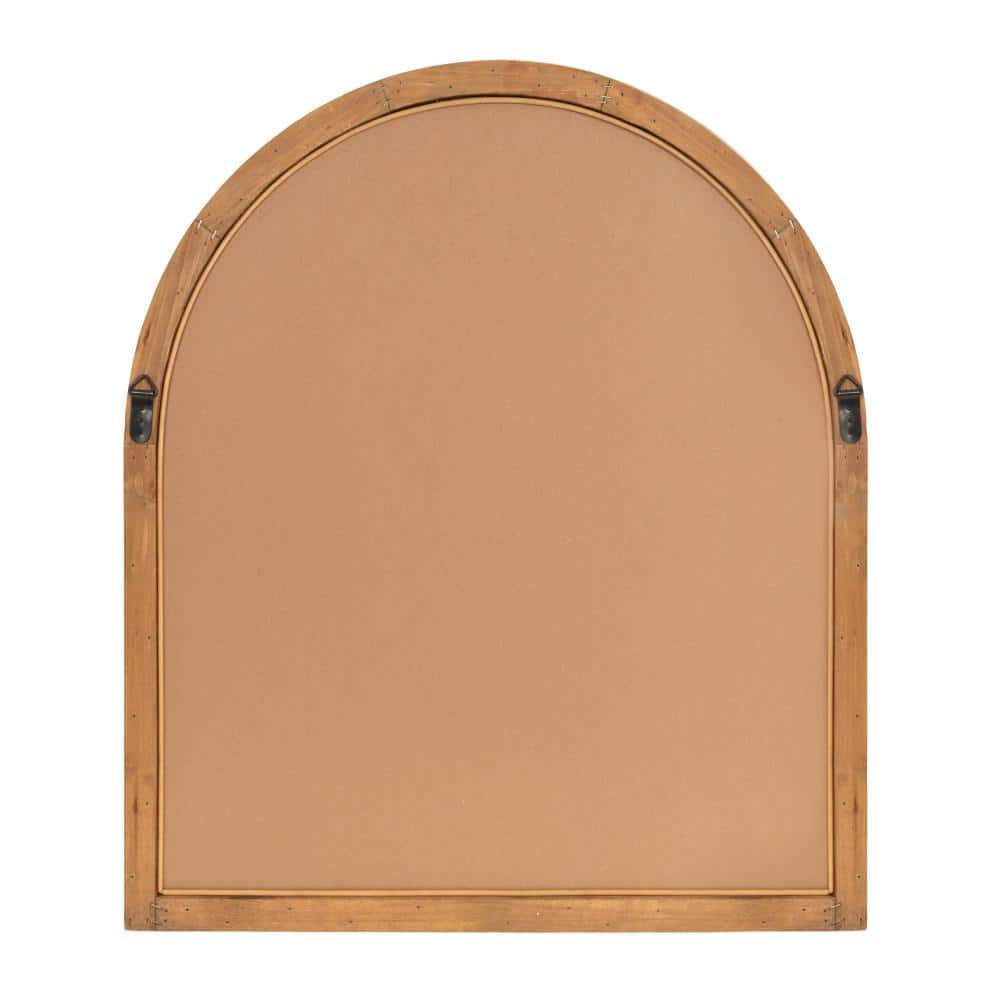 Natural Wood Boho Arch Rattan Wall Mirror, 28 x 32
