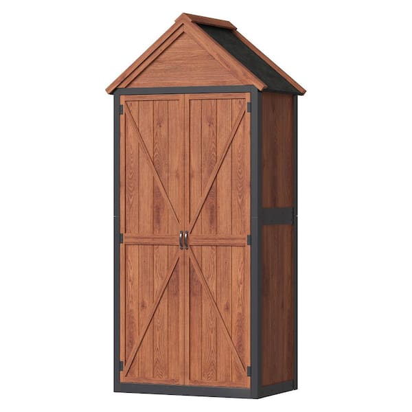 Sizzim 2.6 ft. W x 1.4 ft. D Wood Shed Outdoor Storage Cabinet