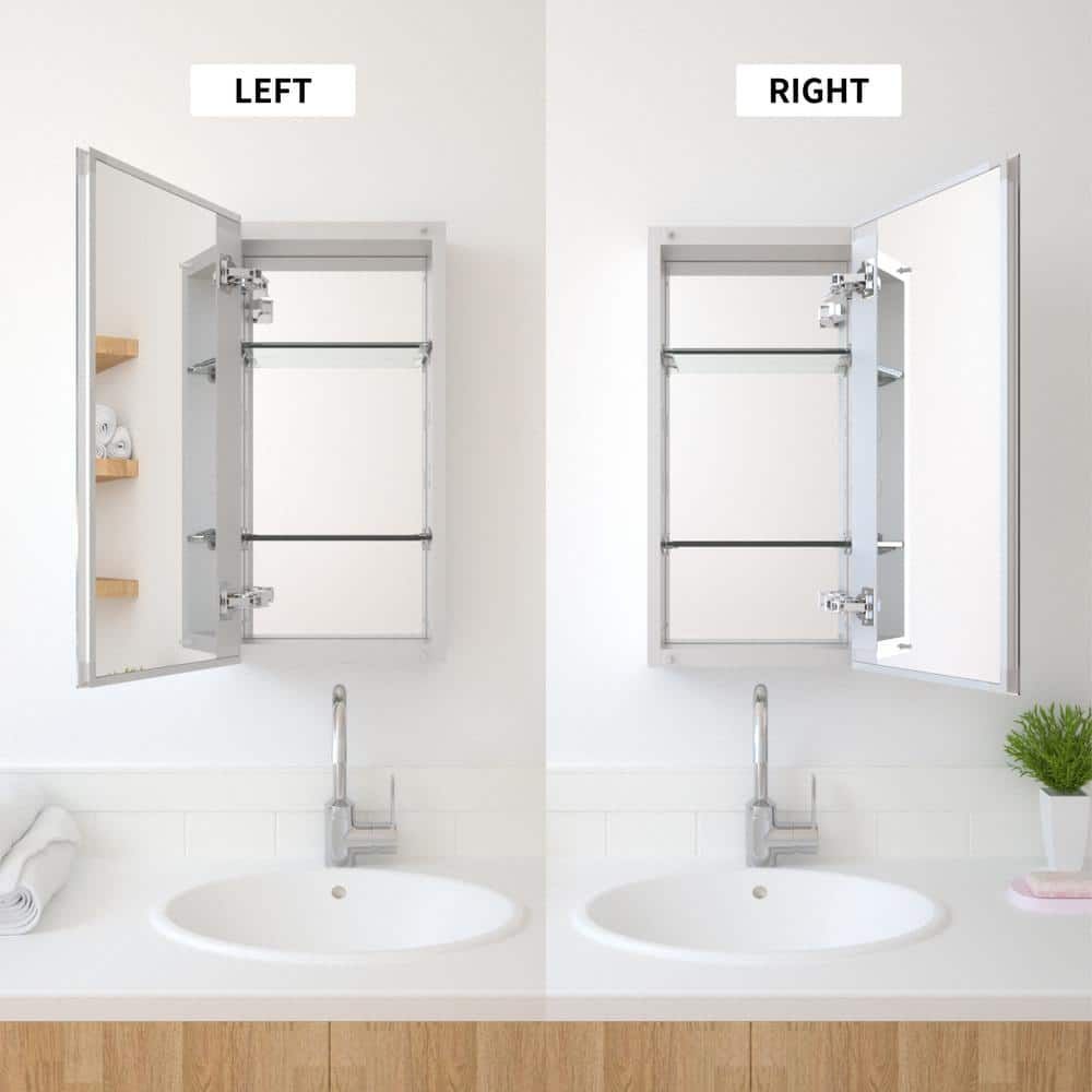 Taimei 24'' H Satin Aluminum Medicine Cabinet with Frameless Mirror
