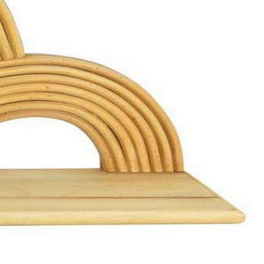 Natural Wood Semi-Circle Design Wall Shelf, 27 Inches