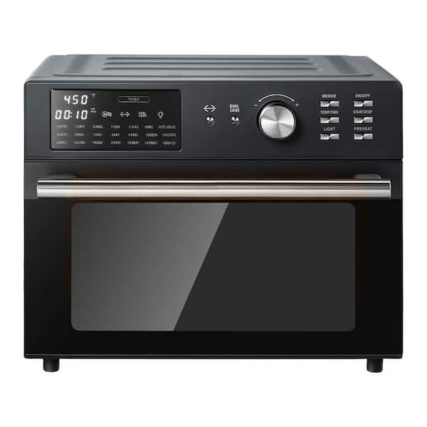 32 Qt. Black Air Fryer Toaster Oven Combo with Rotisserie, Dehydrate, 6-Accessories and Dual Cook Preset