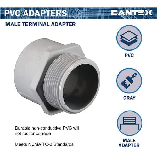 Cantex 1 in. PVC Male Terminal Adapter Conduit Fitting for Cantex