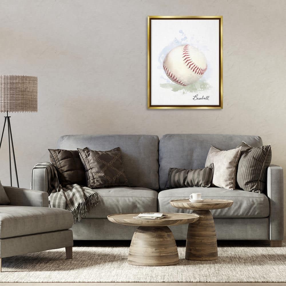 Soft Pastel Baseball by Matthew Piotrowicz Gold Floater Frame Sports Graphic Art Print 31 in. x 25 in. price history on PriceWatchPro