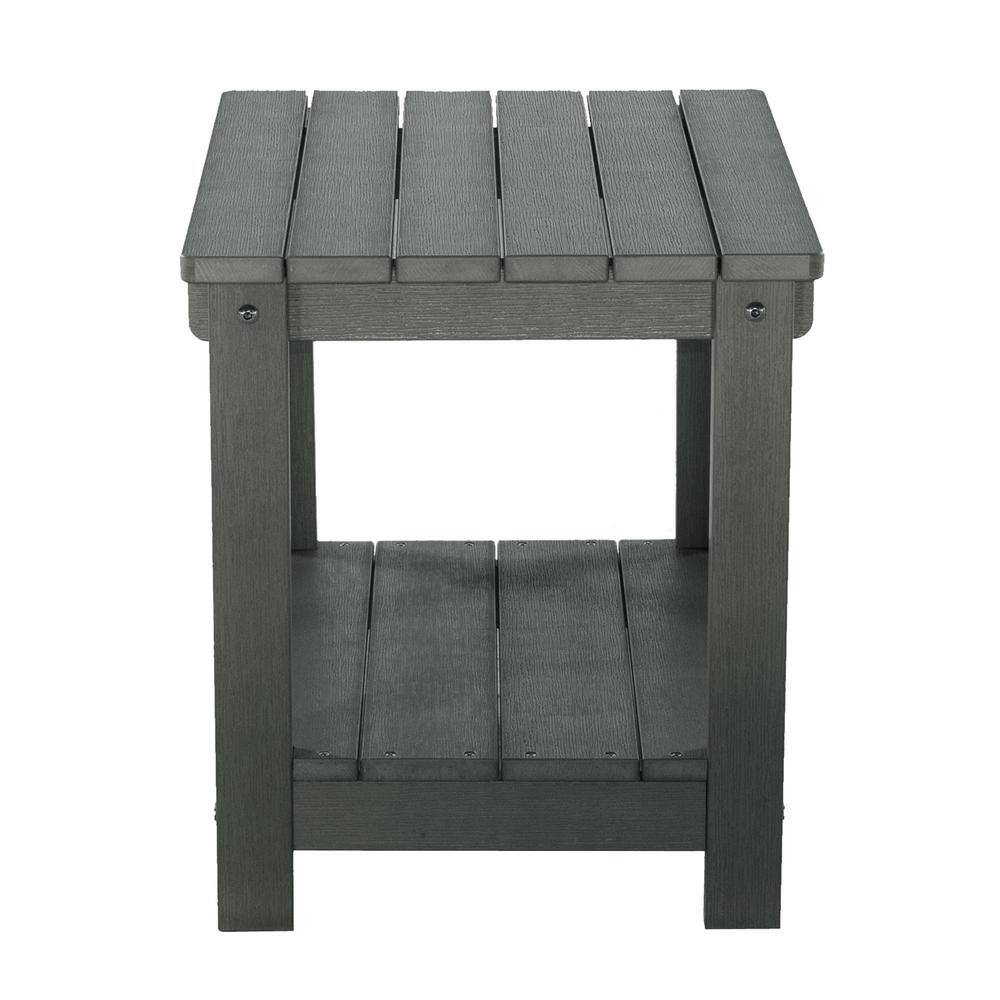 Weather Resistant Outdoor Indoor Plastic Wood End Table Patio Rectangular S
