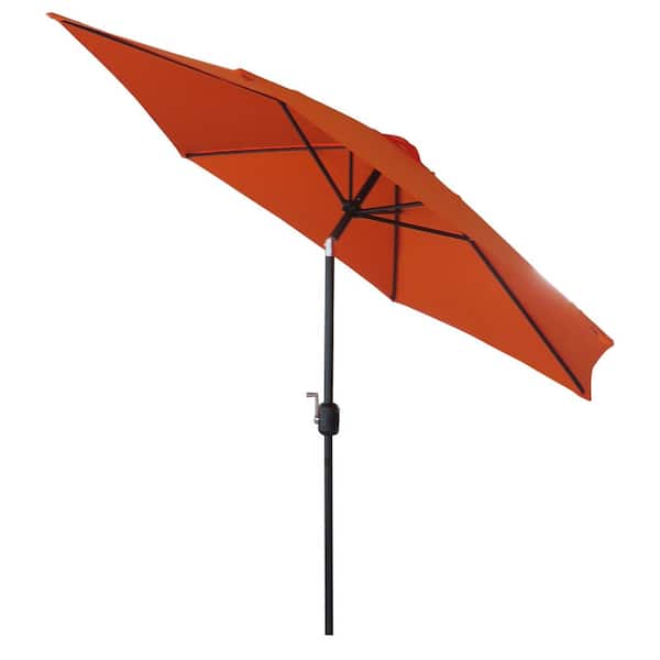 Siavonce 9 ft. Steel Outdoor Market Patio Umbrella in Orange with Tilt for Garden Beach