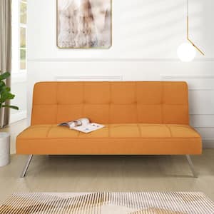 Tangerine Modern Futon Sofa Bed - Convertible Futon with Linen Fabric for Premium Comfort, Stylish & Durable.