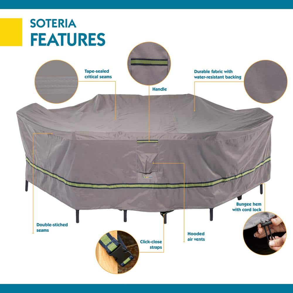 96 Inch Gray Waterproof Rectangular/Oval Patio Table Cover