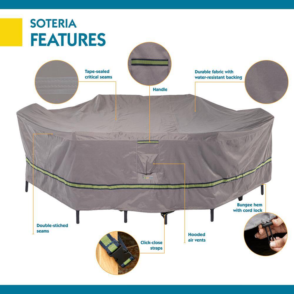 Grey Waterproof 140 Inch Rectangular Patio Table and Chairs Cover