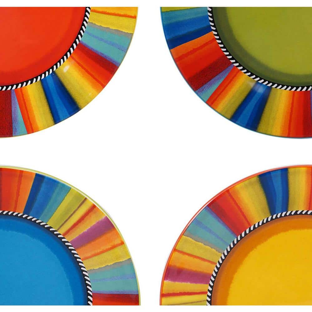 Sierra Multicolor Ceramic Appetizer Plates, Set of 4