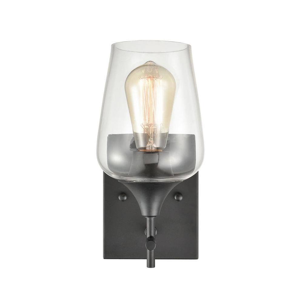 Matte Black Clear Glass Industrial Wall Sconce