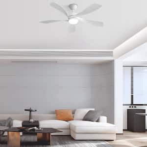 Light Pro 52 in. Indoor White Modern Ceiling Fan with 5 ABS Blades, Remote Control, Reversible DC Motor For Bedroom