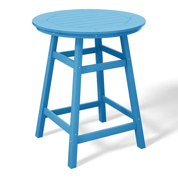WESTIN OUTDOOR Laguna 35 in. Round HDPE Plastic All Weather Outdoor Patio Counter Height High Top Bistro Table in Pacific Blue