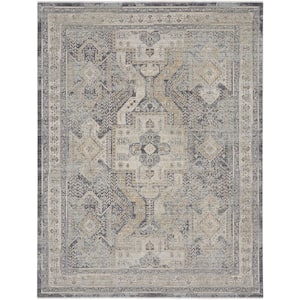 Nyle Ivory Charcoal 10 ft. x 14 ft. Vintage Persian Area Rug