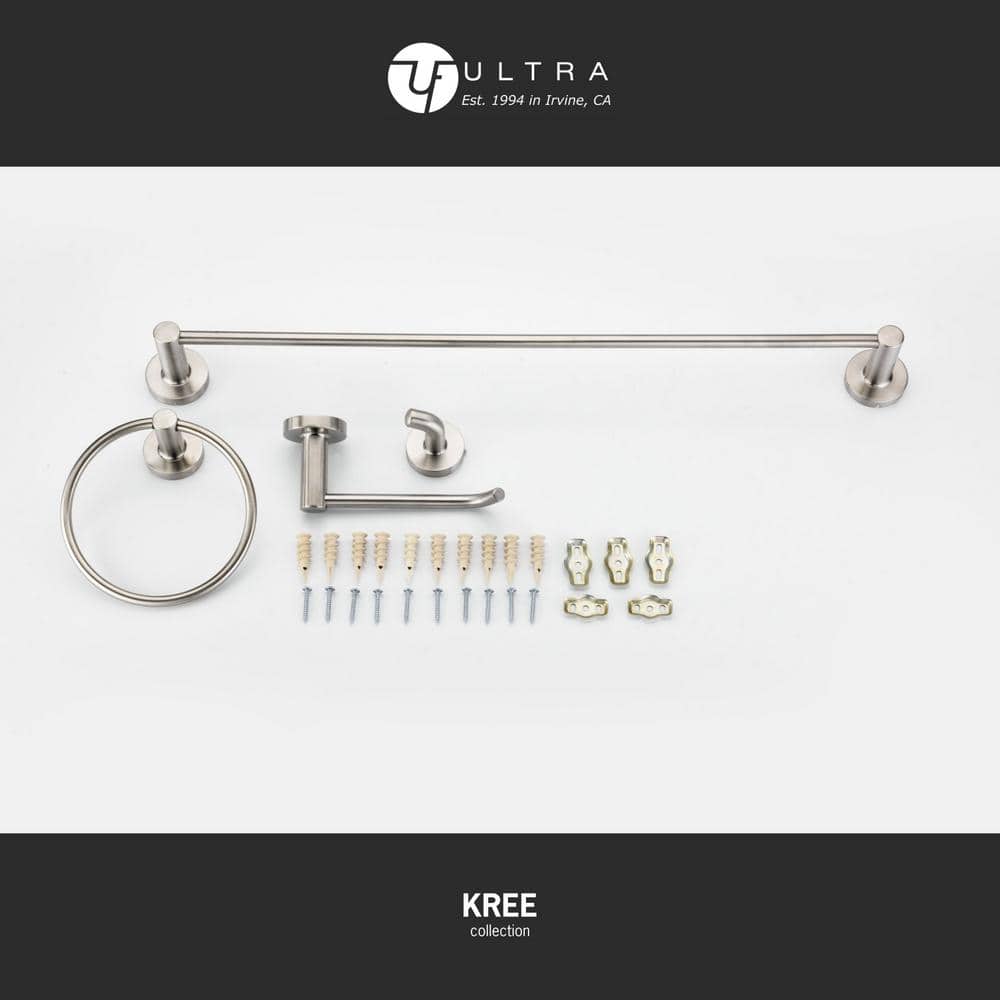 Brushed Nickel 4-Piece Modern Bathroom Hardware Set