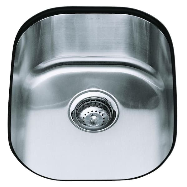 KOHLER Undertone Undermount Stainless Steel 15.5 in. 0-Hole Single Bowl Kitchen Sink-DISCONTINUED