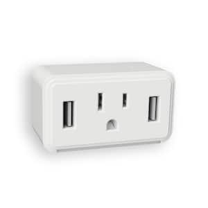 White Cube LED Night Light with Power Outlet and Duel USB Outlets