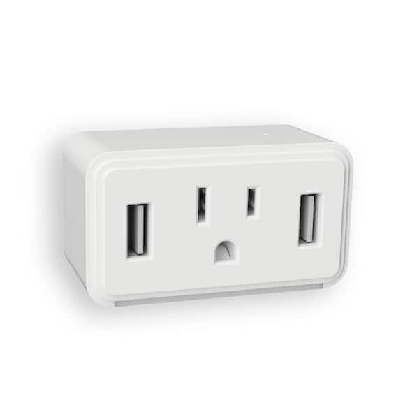 Westek White Cube LED Night Light with Power Outlet and Duel USB Outlets
