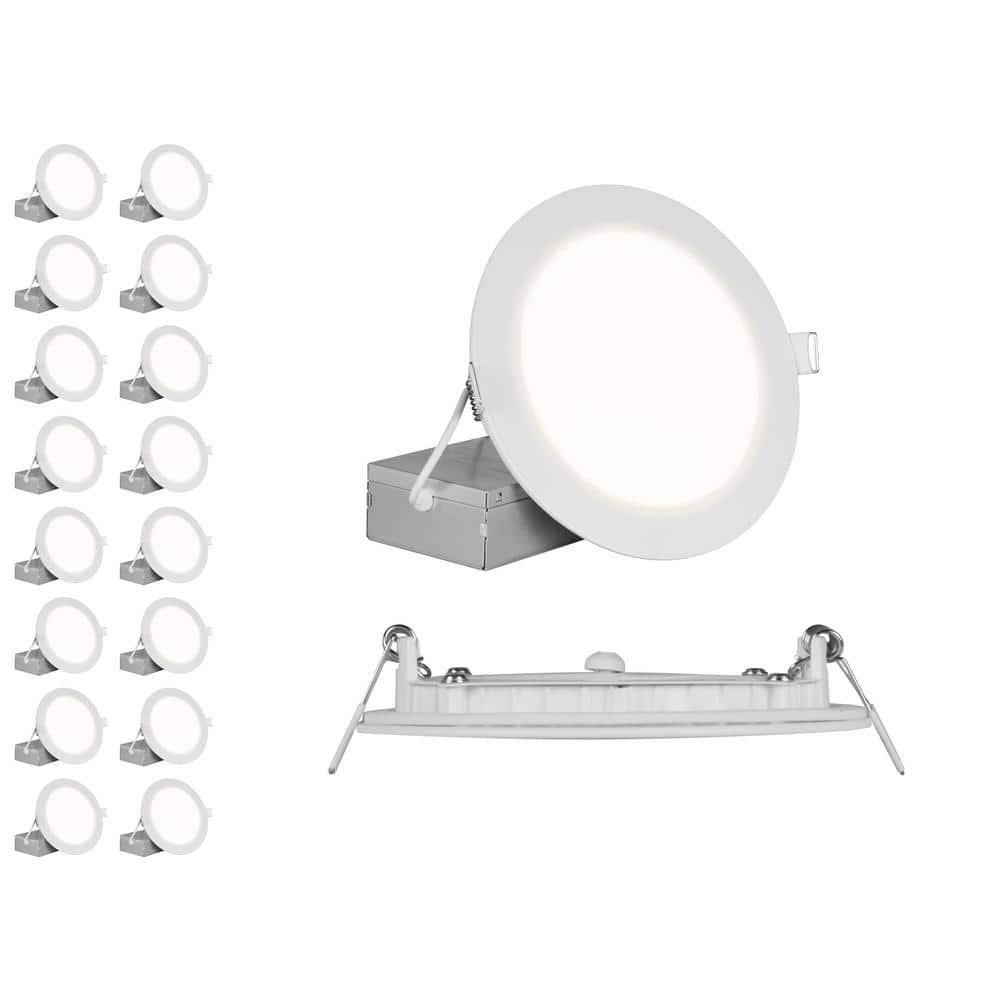 NICOR REL 6 in. Round 2700K Remodel IC-Rated Recessed Integrated LED Edge Lit Downlight Kit, White, (16 Pack)