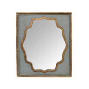 20 in. W x 23.7 in. H Rectangular Framed Gold and Green Wood Wall Mirror
