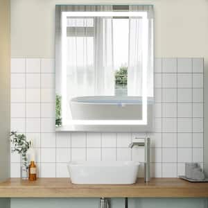 28 in. W x 36 in. H Frameless Rectangular LED Light Bathroom Vanity Mirror in Clear
