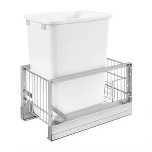 White Reduced Depth Pull Out 35 qt. Trash Can w/Soft Close